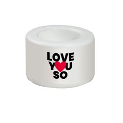 Lot de 2 bougeoirs en céramique blanche Love You So à personnaliser avec vos prénoms