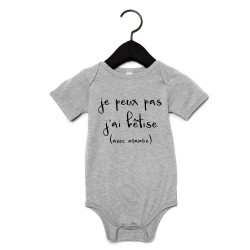 Body Triblend bébé Je Peux Pas J'ai bêtise avec Mamie -Body Cadeau de Naissance garçon ou Fille